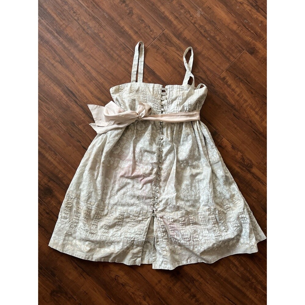 Moulinette Soeurs Anthro Cotton Sleeveless  Dress Glass Buttons Silk Size 4